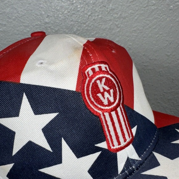 Kenworth Trucks 1994 Patch Hat USA Flag Stars All Over Logo Snapback Global Caps - Picture 2 of 9